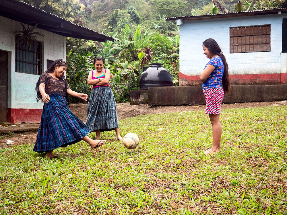 Girls playing soccer